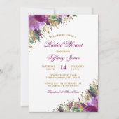 フローラ水色きらめくアメジストブライダルシャワー 招待状 (正面)