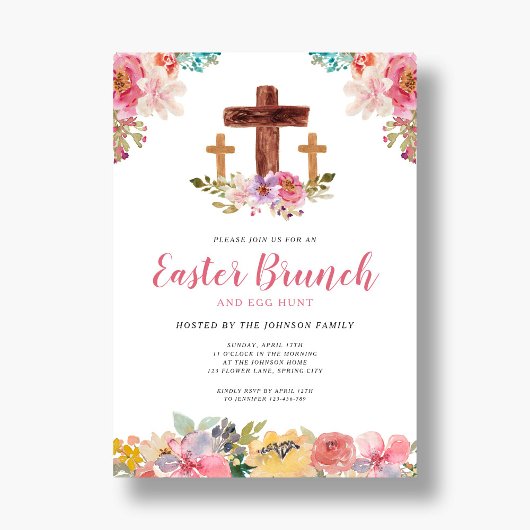 フローラ水色の宗教的なイースターブランチ卵狩り 招待状