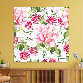 フローラ水色の花バラ牡丹の蘭 キャンバスプリント