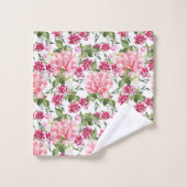 フローラ水色の花バラ牡丹の蘭 バスタオルセット (ウォッシュタオル)