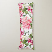 フローラ水色の花バラ牡丹の蘭 ボディピロー (正面縦)