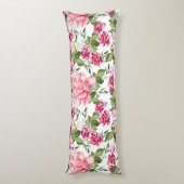 フローラ水色の花バラ牡丹の蘭 ボディピロー (裏面 (縦))