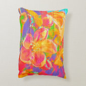 フローラ水色の花色彩の鮮やか木ピンク色 アクセントクッション (裏面(縦))