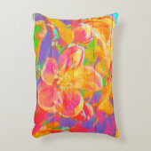 フローラ水色の花色彩の鮮やか木ピンク色 アクセントクッション (正面(垂直))