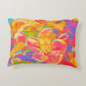 フローラ水色の花色彩の鮮やか木ピンク色 アクセントクッション (裏面)