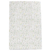 フローラ水色アルファベット ミディアムペーパーバッグ (正面)