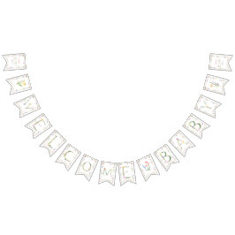 フローラ水色アルファベットABCベビーシャワー バンティングフラッグ