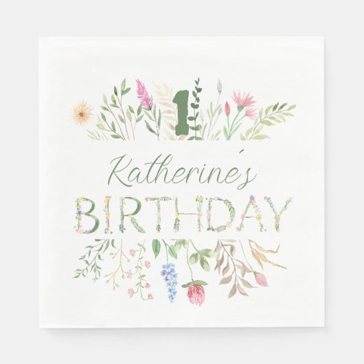 フローラ水色アルファベットABC誕生日ルンチョン スタンダードランチョンナプキン (正面)