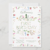 フローラ水色アルファベットABC誕生日招待状 招待状 (正面)