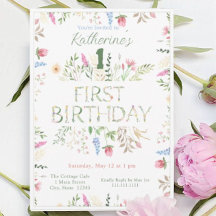 フローラ水色アルファベットABC誕生日招待状