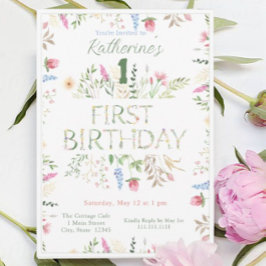 フローラ水色アルファベットABC誕生日招待状 招待状