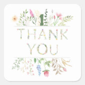 フローラ水色アルファベットABC誕生日 スクエアシール (正面)