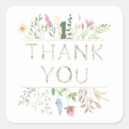 フローラ水色アルファベットABC誕生日 スクエアシール (正面)