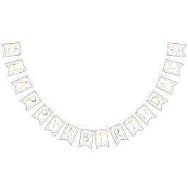 フローラ水色アルファベットABC誕生日 バンティングフラッグ