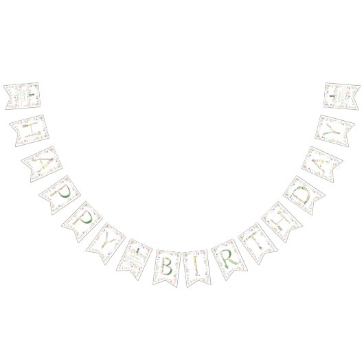 フローラ水色アルファベットABC誕生日 バンティングフラッグ (全)