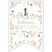 フローラ水色アルファベットABC誕生日 バンティングフラッグ (第1の旗)