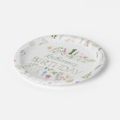 フローラ水色アルファベットABC誕生日 ペーパープレート (アングル)