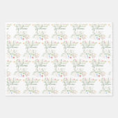 フローラ水色アルファベビーシャワーギフトラップ ラッピングペーパーシート (正面3)