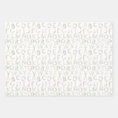 フローラ水色アルファベビーシャワーギフトラップ ラッピングペーパーシート (正面)