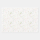 フローラ水色アルファベビーシャワーギフトラップ ラッピングペーパーシート (正面3)