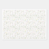 フローラ水色アルファベビーシャワーギフトラップ ラッピングペーパーシート (正面2)