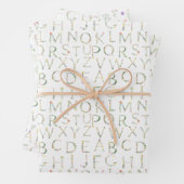 フローラ水色アルファベビーシャワーギフトラップ ラッピングペーパーシート (インサイチュ)