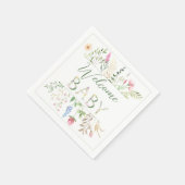 フローラ水色アルファベビーシャワーベビーシャワー スタンダードカクテルナプキン (角)