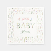 フローラ水色アルファベビーシャワー スタンダードカクテルナプキン (正面)