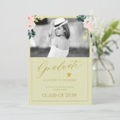 フローラ水色エレガント写真卒業 案内状 (スタンド正面)