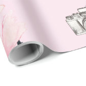 フローラ水色カメラシック ラッピングペーパー (ロールコーナー)