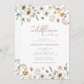 フローラ水色ガールベビーシャワー 招待状 (正面/裏面)