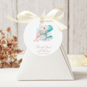 フローラ水色クジラ女の子ベビーシャワー フェイバータグ