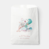 フローラ水色クジラ女の子ベビーシャワー フェイバーバッグ (正面)