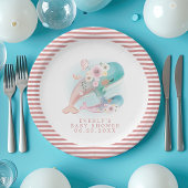 フローラ水色クジラ女の子ベビーシャワー ペーパープレート