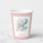 フローラ水色クジラ女の子ベビーシャワー 紙コップ (裏面)
