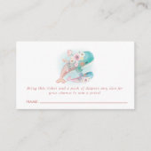 フローラ水色クジラ赤ちゃんシャワーおむつラッフル エンクロージャーカード (正面)