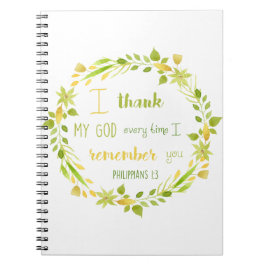 フローラ水色クリスチャン聖書聖句 ノートブック