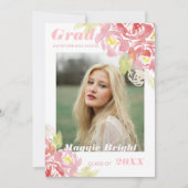 フローラ水色グモダンラッドアナウンス赤面 招待状 (正面)