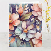 フローラ水色グリーティングカード カード (黄色い花)