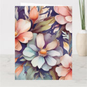 フローラ水色グリーティングカード カード (裏面)