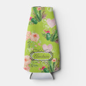 フローラ水色サボリパーソナライズされたス ボトルクーラー (正面)