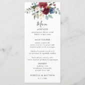 フローラ水色スクリプトウェディングレセプション メニュー (正面)