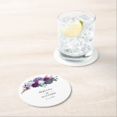 フローラ水色スクリプト結婚式の引き出物 ラウンドペーパーコースター (インサイチュ)