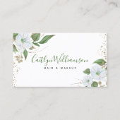 フローラ水色スタイリッシュスクリプガーリーモダン金ゴールド 名刺 (正面)