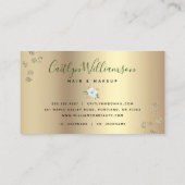 フローラ水色スタイリッシュスクリプト金ゴールド白モダン 名刺 (裏面)