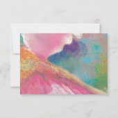 フローラ水色ハミングバードカラフル金ゴールドRSVP 出欠カード (裏面)