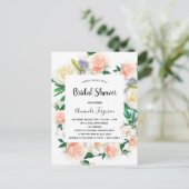 フローラ水色バラ金ゴールドピンクブライダルシャワー ポストカード (スタンド正面)