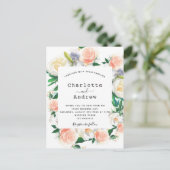 フローラ水色バラ金ゴールドピンク結婚ホワイト ポストカード (スタンド正面)