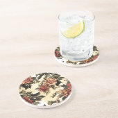 フローラ水色バラ、牡丹パターン。 コースター (側面)