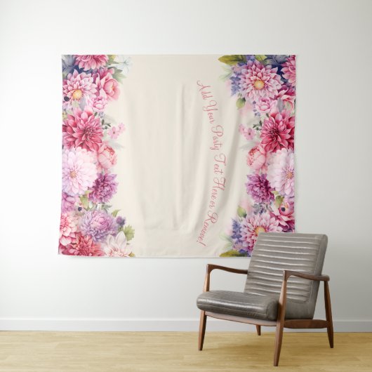 フローラ水色パーティー写真の背景 タペストリー (インサイチュ(横))